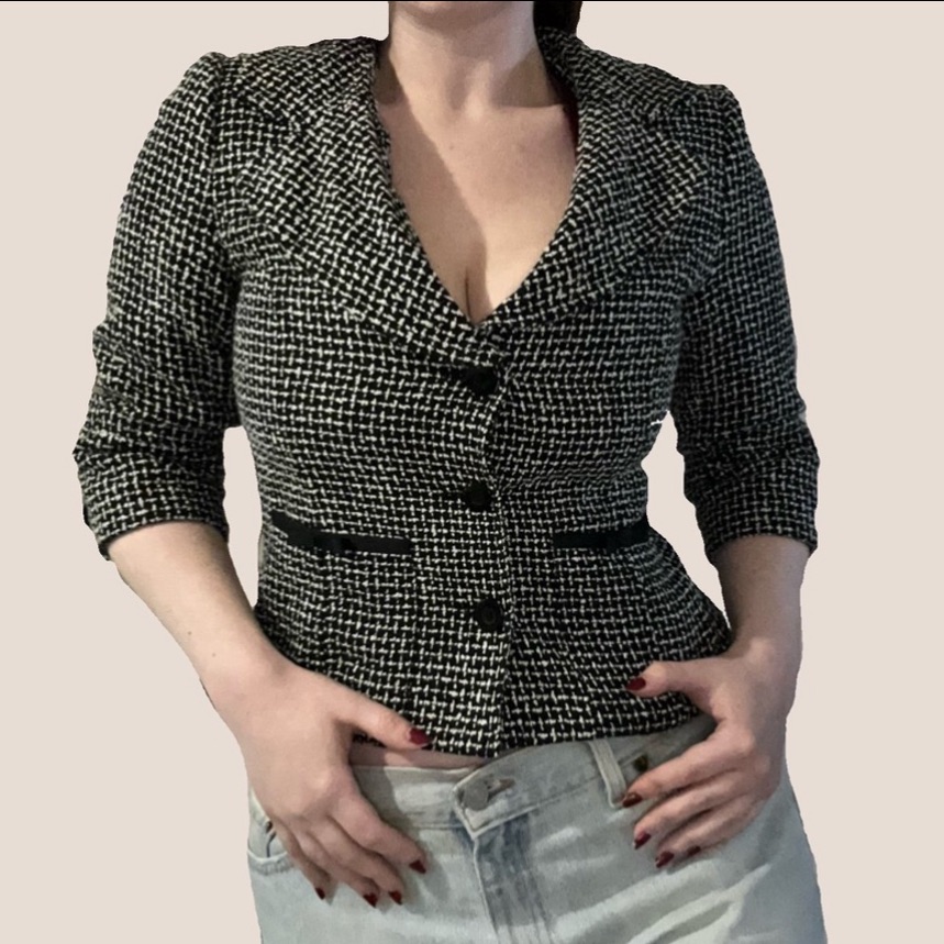 Vintage Coquette Black & White Tweed Jacket